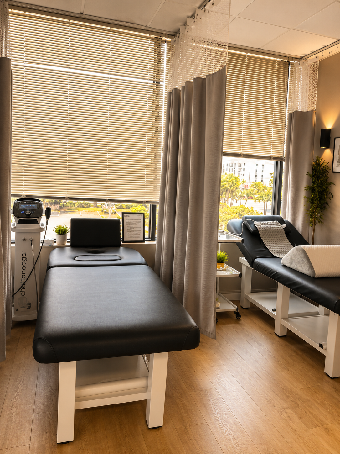 Chiropractic treatment tables at SpineX Injury Centers
